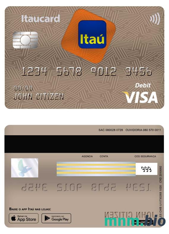 Brazil Itau bank visa debet karta przykład w formacie PSD
